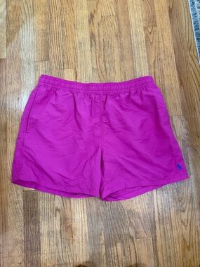 Ralph Lauren Hot Pink Swim Trunks with Blue Logo